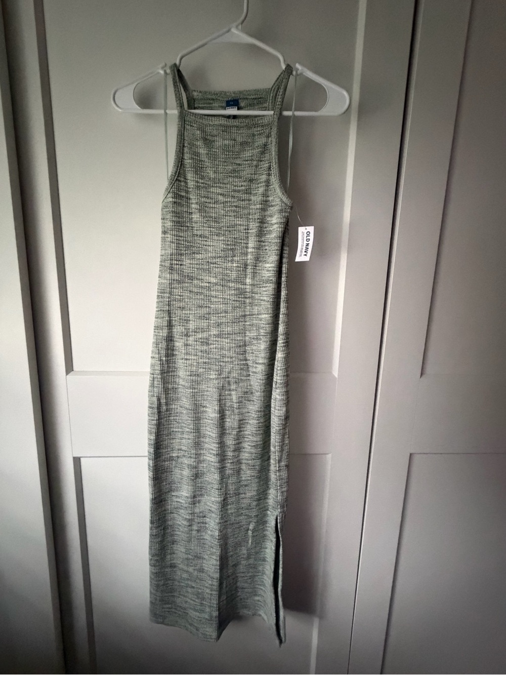 Old Navy Heathered Light Green Ribbed Maxi Dress XS Casual Cruise Preppy
